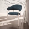 Chairs Rebecca Mobili Guanabana 82,5x57x56,5 Polyester Fabric Steel Petrol Blue White Modern SET 2 pieces