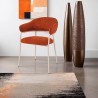 Stoelen Rebecca Mobili Tuffah 82,5x57x56,5 Polyesterstof Staal Oranje Wit Modern SET 2 stuks