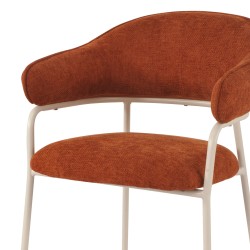 Chairs Rebecca Mobili Tuffah 82,5x57x56,5 Polyester Fabric Steel Orange White Modern SET 2 pieces