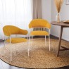 Cadeiras Rebecca Mobili Piesang 82,5x57x56,5 Tecido de Poliéster Aço Amarelo Branco Moderno CONJUNTO 2 peças