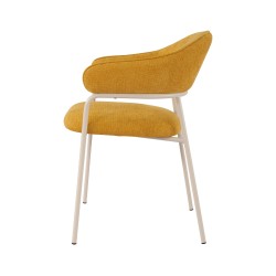 Chairs Rebecca Mobili Piesang 82,5x57x56,5 Polyester Fabric Steel Yellow White Modern SET 2 pieces