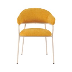 Cadeiras Rebecca Mobili Piesang 82,5x57x56,5 Tecido de Poliéster Aço Amarelo Branco Moderno CONJUNTO 2 peças