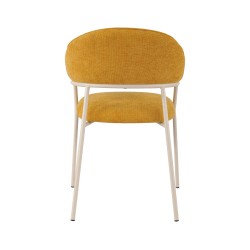 Cadeiras Rebecca Mobili Piesang 82,5x57x56,5 Tecido de Poliéster Aço Amarelo Branco Moderno CONJUNTO 2 peças