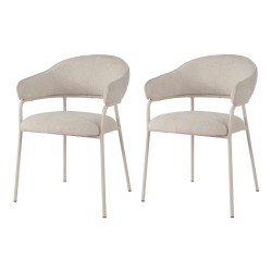 Chairs Rebecca Mobili Dorstenia 82,5x57x56,5 Polyester Fabric Steel Pearl White  Modern SET 2 pieces