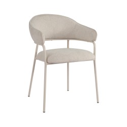 Chairs Rebecca Mobili Dorstenia 82,5x57x56,5 Polyester Fabric Steel Pearl White  Modern SET 2 pieces