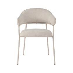 Chairs Rebecca Mobili Dorstenia 82,5x57x56,5 Polyester Fabric Steel Pearl White  Modern SET 2 pieces