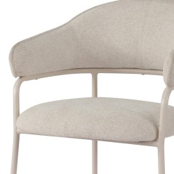 Chairs Rebecca Mobili Dorstenia 82,5x57x56,5 Polyester Fabric Steel Pearl White  Modern SET 2 pieces