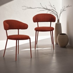 Chairs Rebecca Mobili Talong 80,5x47,5x57,5 Polyester Fabric Steel Red Modern SET 2 pieces