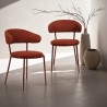 Sedie Rebecca Mobili Talong 80,5x47,5x57,5 Tessuto Poliestere Acciaio Rosso Moderno SET 2 pezzi