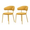 Chairs Rebecca Mobili Dablen 80,5x47,5x57,5 Polyester Fabric Steel Yellow Modern SET 2 pieces