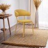 Chairs Rebecca Mobili Dablen 80,5x47,5x57,5 Polyester Fabric Steel Yellow Modern SET 2 pieces