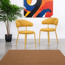 Chairs Rebecca Mobili Dablen 80,5x47,5x57,5 Polyester Fabric Steel Yellow Modern SET 2 pieces