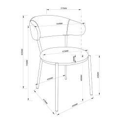 Chairs Rebecca Mobili Dablen 80,5x47,5x57,5 Polyester Fabric Steel Yellow Modern SET 2 pieces