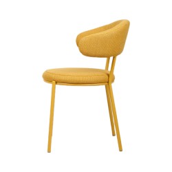 Chairs Rebecca Mobili Dablen 80,5x47,5x57,5 Polyester Fabric Steel Yellow Modern SET 2 pieces