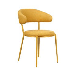 Chairs Rebecca Mobili Dablen 80,5x47,5x57,5 Polyester Fabric Steel Yellow Modern SET 2 pieces