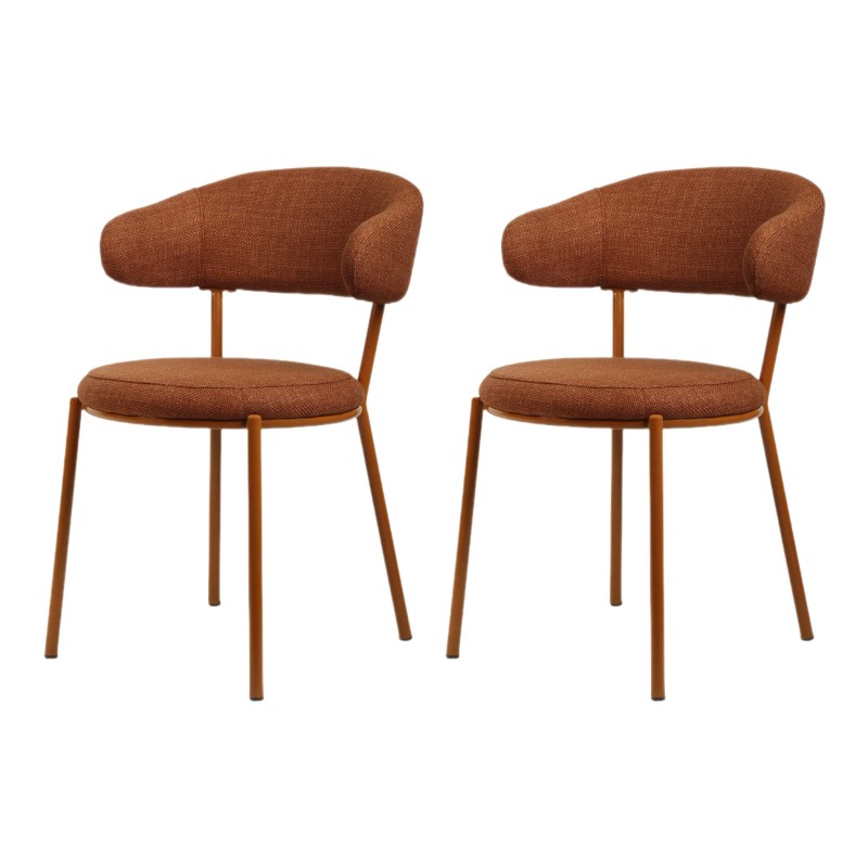 Stoelen Rebecca Mobili Frenj 80,5x47,5x57,5 Polyesterstof Staal Oranje Modern SET 2 stuks