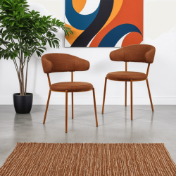 Chairs Rebecca Mobili Frenj 80,5x47,5x57,5 Polyester Fabric Steel Orange Modern SET 2 pieces