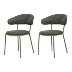 Sedie Rebecca Mobili Zeita 80,5x47,5x57,5 Tessuto Poliestere Acciaio Verde Moderno SET 2 pezzi