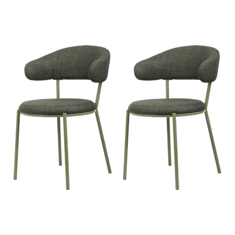 Stoelen Rebecca Mobili Zeita 80,5x47,5x57,5 Polyesterstof Staal Groen Modern SET 2 stuks