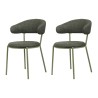 Chairs Rebecca Mobili Zeita 80,5x47,5x57,5 Polyester Fabric Steel Green Modern SET 2 pieces