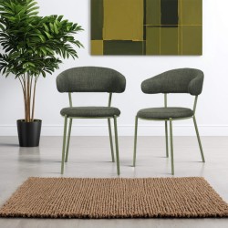 Chairs Rebecca Mobili Zeita 80,5x47,5x57,5 Polyester Fabric Steel Green Modern SET 2 pieces