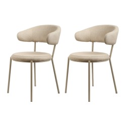 Chairs Rebecca Mobili Alamanda 80,5x47,5x57,5 Polyester Fabric Steel Beige Modern SET 2 pieces