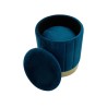 Pouf Contenitore Rebecca Mobili Cedrela 44x35,5x35,5 Tessuto Poliestere Acciaio Blu Petrolio Giallo Moderno SET 2 pezzi