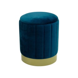 Storage Ottoman Rebecca Mobili Cedrela 44x35,5x35,5 Polyester Fabric Steel Petrol Blue Yellow Modern SET 2 pcs