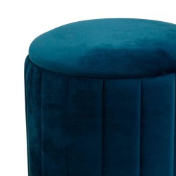 Pouf Contenitore Rebecca Mobili Cedrela 44x35,5x35,5 Tessuto Poliestere Acciaio Blu Petrolio Giallo Moderno SET 2 pezzi