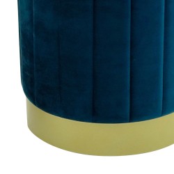 Pouf Contenitore Rebecca Mobili Cedrela 44x35,5x35,5 Tessuto Poliestere Acciaio Blu Petrolio Giallo Moderno SET 2 pezzi