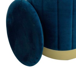 Pouf Contenitore Rebecca Mobili Cedrela 44x35,5x35,5 Tessuto Poliestere Acciaio Blu Petrolio Giallo Moderno SET 2 pezzi