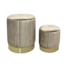 Rebecca Mobili Set 2 Pouf Contenitori Velluto Sgabello Beige con Base in Ferro