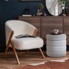 Pouf Contenitore Rebecca Mobili Uxi 40x37x37 Tessuto Poliestere MDF Bianco Moderno