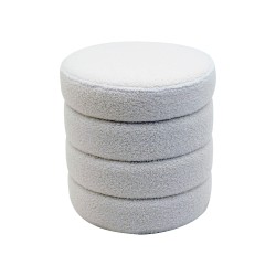 Pouf Contenitore Rebecca Mobili Uxi 40x37x37 Tessuto Poliestere MDF Bianco Moderno