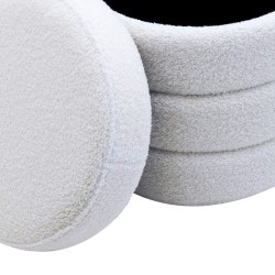 Pouf avec rangement Rebecca Mobili Uxi 40x37x37 Tissu Polyester MDF Blanc Moderne