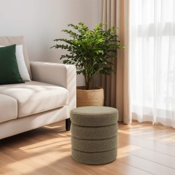 Pouf Contenitore Rebecca Mobili Bunya 40x37x37 Tessuto Poliestere MDF Verde Oliva Moderno