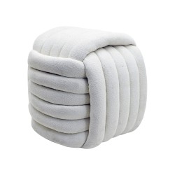 Pouf Rebecca Mobili Oyamel 45x50x50 Tessuto Poliestere MDF Bianco Moderno