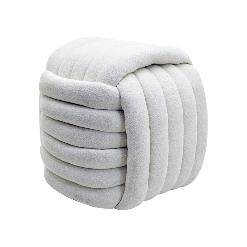 Pouf Rebecca Mobili Oyamel 45x50x50 Tissu Polyester MDF Blanc Moderne