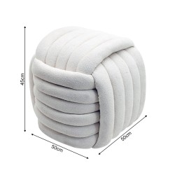 Ottoman Rebecca Mobili Oyamel 45x50x50 Polyester Fabric MDF White Modern