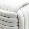 Pouf Rebecca Mobili Oyamel 45x50x50 Tessuto Poliestere MDF Bianco Moderno