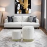 Pouf Contenitore Rebecca Mobili Okome 44x35,5x35,5 Tessuto Poliestere Acciaio Bianco Giallo Moderno SET 2 pezzi