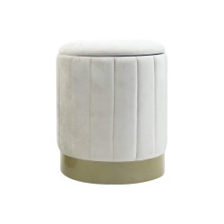 Storage Ottoman Rebecca Mobili Okome 44x35,5x35,5 Polyester Fabric Steel White Yellow Modern SET 2 pcs