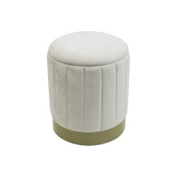 Storage Ottoman Rebecca Mobili Okome 44x35,5x35,5 Polyester Fabric Steel White Yellow Modern SET 2 pcs