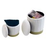 Storage Ottoman Rebecca Mobili Okome 44x35,5x35,5 Polyester Fabric Steel White Yellow Modern SET 2 pcs