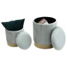 Pouf Contenitore Rebecca Mobili Avelos 44x35,5x35,5 Tessuto Poliestere Acciaio Grigio Giallo Moderno SET 2 pezzi