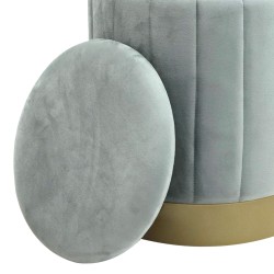 Pouf avec rangement Rebecca Mobili Avelos 44x35,5x35,5 Tissu Polyester Acier Gris Jaune Moderne ENSEMBLE 2 pcs