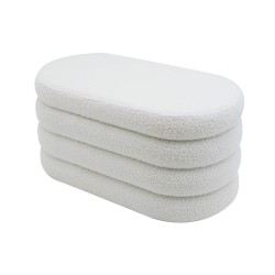 Pouf Contenitore Rebecca Mobili Rambeh 38x76x38 Tessuto Poliestere MDF Bianco Moderno