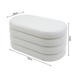 Pouf Contenitore Rebecca Mobili Rambeh 38x76x38 Tessuto Poliestere MDF Bianco Moderno