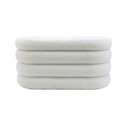 Pouf Contenitore Rebecca Mobili Rambeh 38x76x38 Tessuto Poliestere MDF Bianco Moderno