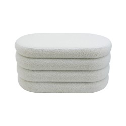 Pouf Contenitore Rebecca Mobili Rambeh 38x76x38 Tessuto Poliestere MDF Bianco Moderno